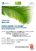 La locandina dell'Open day del Centro di socializzazione La Palma
