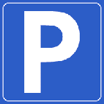 Un cartello stradale di parcheggio